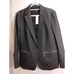 New ANN TAYLOR Faux denim  blazer in bi stretch navy sz 14